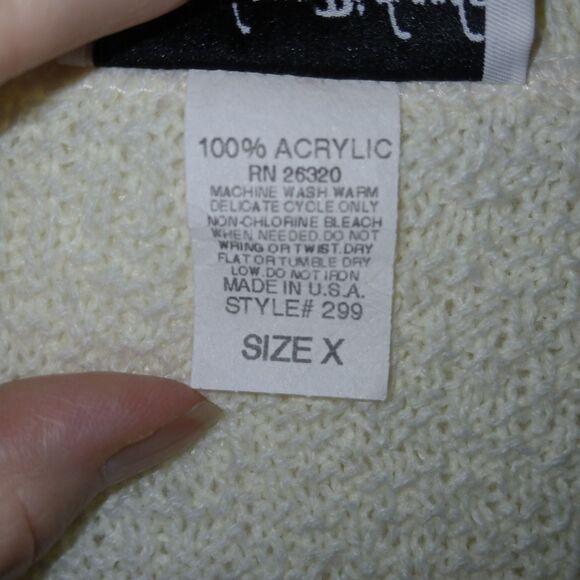 Anthony Richards Ivory Knit Cape Cardigan Sweater with Fringe, Size X Feminine - Picture 11 of 11